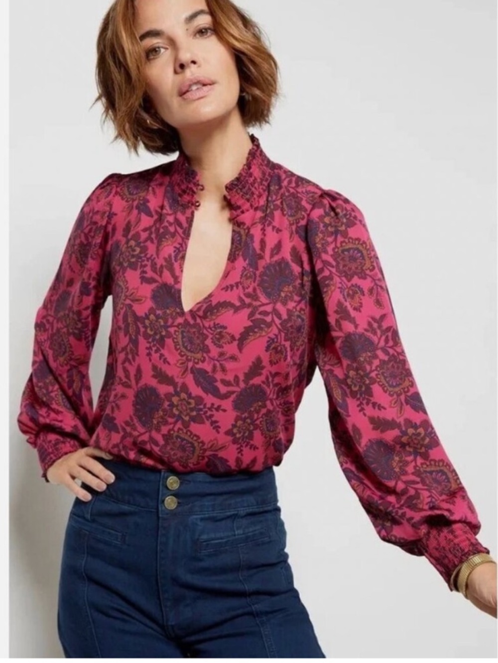 Evereve Kelsea Smock Neck Blouse
